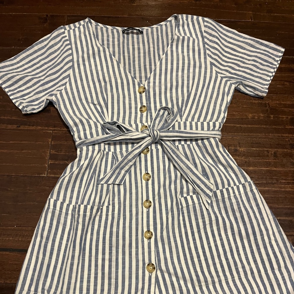 Abercrombie & Fitch Blue and White Striped Mini Dress